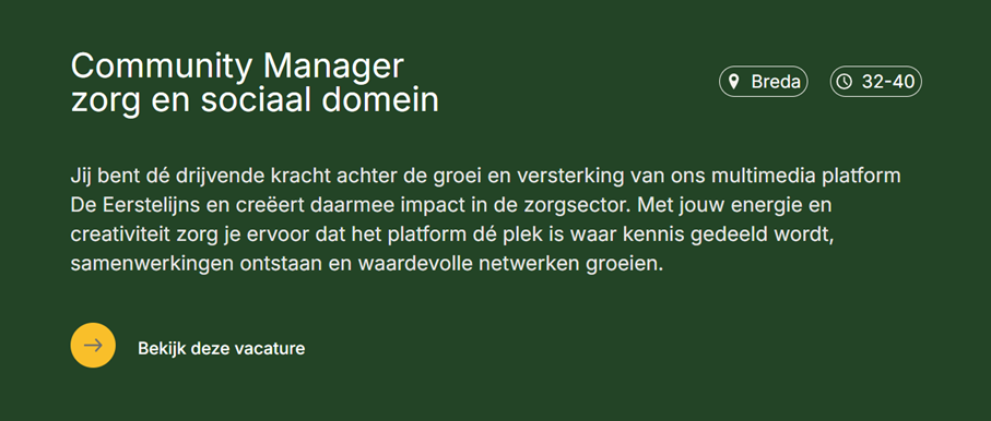 Vacature community manager De Eerstelijns